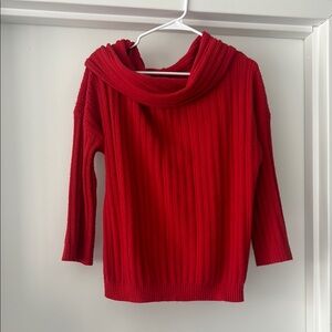 Red Ribbed Women's Sweater